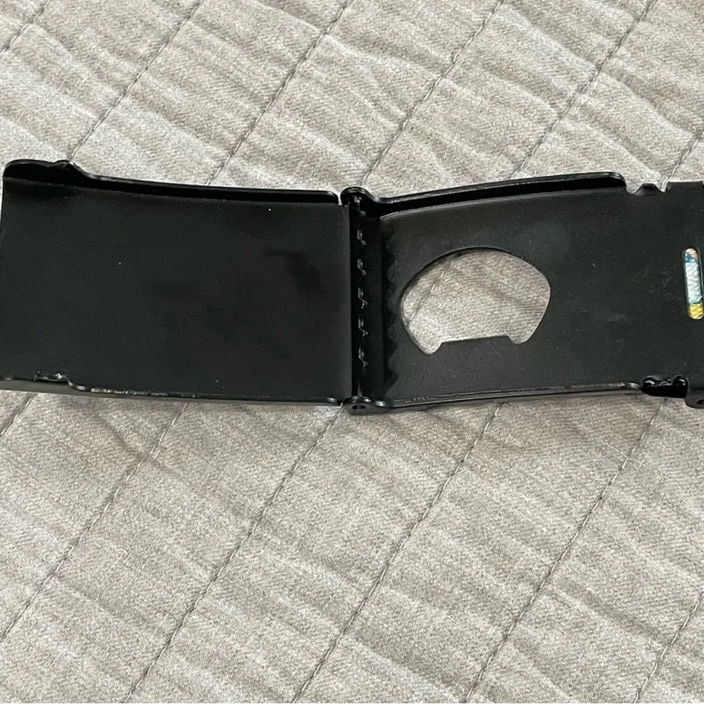 RICK AND MORTY Cell Faces Cinch Belt by Buckle Down Bottle Opener Black Web Men